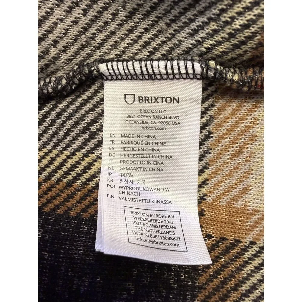 Brixton Buffalo Plaid Sherpa Fleece Jacket Men’s L Black Cream NWT